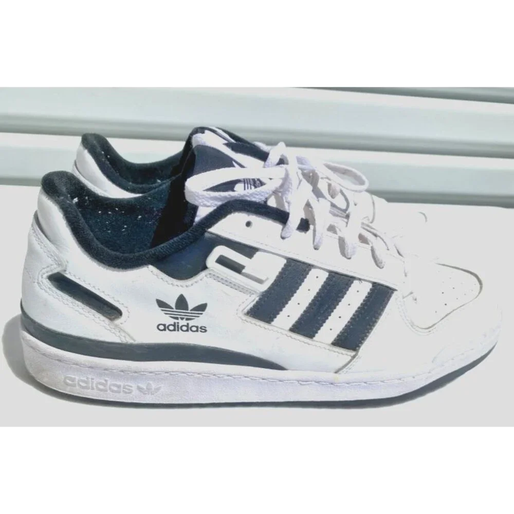 Adidas Forum Low White with Black Stripes Mens Sneakers Lace Up Shoe - Size 12.5